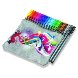 Staedtler triplus CPC20 334 Fineliners Triangular 0.3 mm Pack of 20 in Vintage Cotton Case