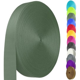 Nylon Webbing 1 Inch 1.5 Inch, Heavy Duty Nylon Webbing Strap 12 Yard,Durable Strapping for Indoor or Outdoor Gear, DIY Crafting, Repairing (ArmyGreen, 1"-12 Yard)