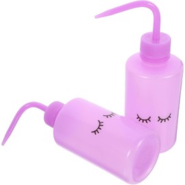 Botella 250ml Pe Boquilla Curva de Lavado de Pestañas 2 Piezas, Púrpura, Punta Estrecha, Flexible y Ligera, para Limpieza de Pestañas y Tatuaje