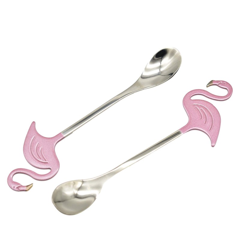 Maydahui 2PCS Flamingo Spoons 5.1 inch（13cm） Animal Spoon18/8（304）Stainless Steel Dessert