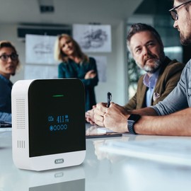 ABUS CO2 Detector - CO2WM110 AirSecure - Meter for Air Quality, Humidity and Temperature in the Room - with Alarm and CO2 Traffic Light - 10-Year Sensor