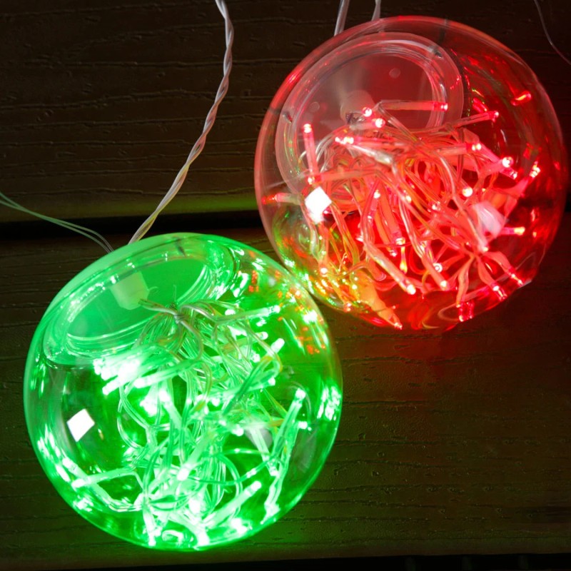 GE StayBright 2-Count 4-ft Red/Green 100 LED Light 4.7-in Transparent