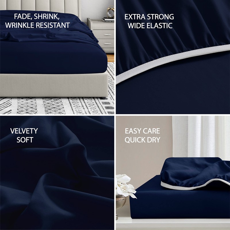 Cathay Home Twin XL Fitted Sheet - Double Brushed Ultra