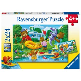 RAVENSBURGER Puzzle 05247 Ravensburger Family Bear Goes Camping-2 x 24 Pieces Puzzle for Children from 4 Years