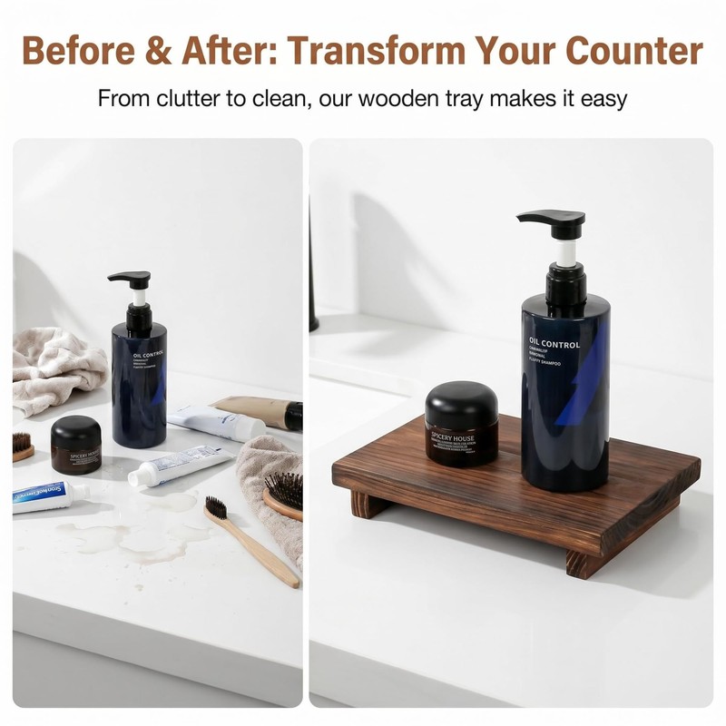 Wood Riser Tray Soap, Stand Soap Tray for Kitchen Sink,