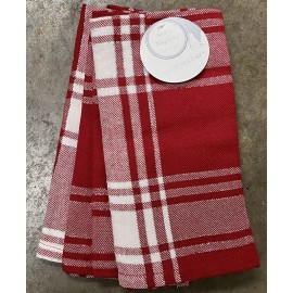 Well Dressed Home Arctic Holiday Red White Silver Tartan Plaid Cloth Napkins Set 4 Christmas