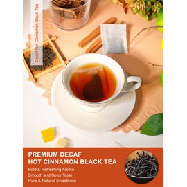 TeeLux Decaf Hot Cinnamon Black Tea, Decaffeinated Black Tea with Cinnamon, Clove, Spicy & Sweet Flavor, 100 Count