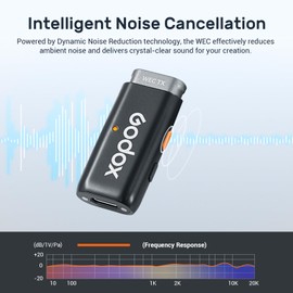 GODOX WEC Micrófono inalámbrico Lavalier con cancelación de ruido, transmisión de 600 pies, sistema de micrófono de solapa inalámbrico compacto de duración de la batería 8H para cámaras