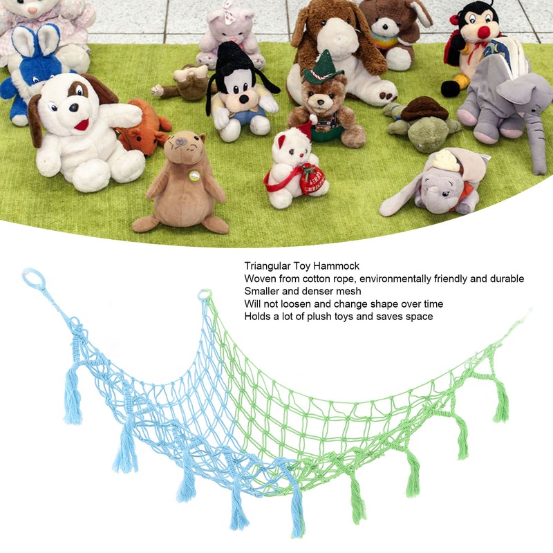 Triangular Toy Hammock Plush Toys Cotton Rope Woven Net Pocket