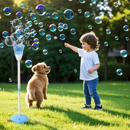 Palksky Bubble Machine with Lights for Outdoor, Automatic Bubbles Blower Maker for Kids Toddlers, Height 47 Inches Battery Bubbles Blower Machine for Wedding Birthday Party