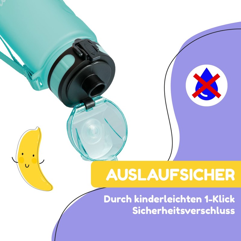 schmatzfatz Leak-Proof Sports Drinking Bottle, BPA-Free, 350 ml, Fruit Insert,