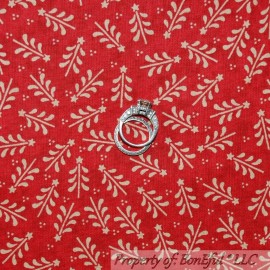 Star BonEful Fabric FQ Cotton Quilt Red Maroon Xmas Tree Star Dot Holiday Country USA