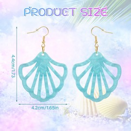 Shell Earrings, Earrings in Shell Shape, Earrings Mermaid, Shell Jewellery, Earrings Fancy Dress, Mermaid Accessories for Women, Carnival Accessories for Girls and Women, Acrylic, 0