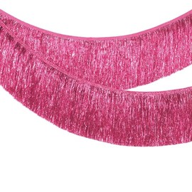 MORAINJAY Rose Red Fringe Garland, 2M/20CM Sparkly Tinsel Fringing,Wall Hanging Metallic Foil Fringe Garland Banner,Shiny Streamers Party Backdrop for Wedding Birthday Car Parade Floats