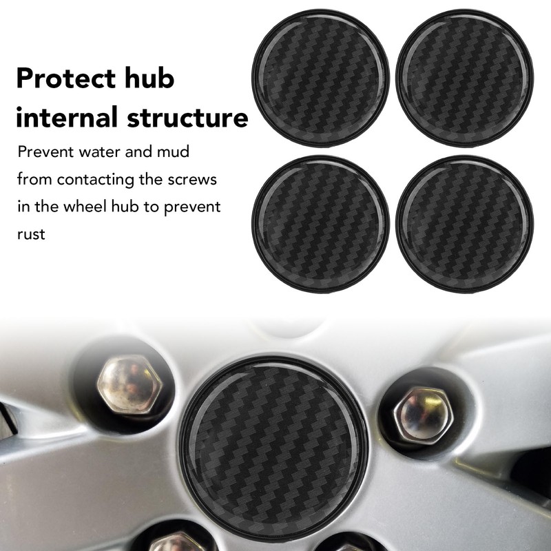 4pcs Wheel Center Caps Plastic Universal Carbon Fiber Style Center