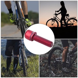 Alomejor Bicycle Stem Bolts 6Pcs/Set M5x18mm Steel Bike Fixed Stem Bolts Hex Tapered Bolts Screw Top Cap Cover Headset Screws(red)