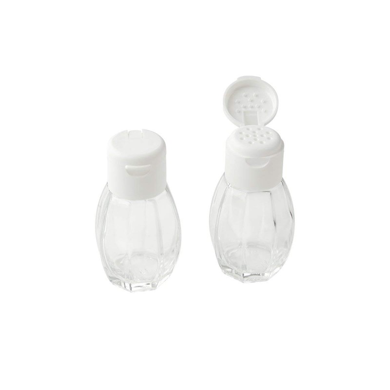 Fackelmann Salz-und Pfefferstreuer, Glas, Deckel Weiß, 8 cm, 40 ml,