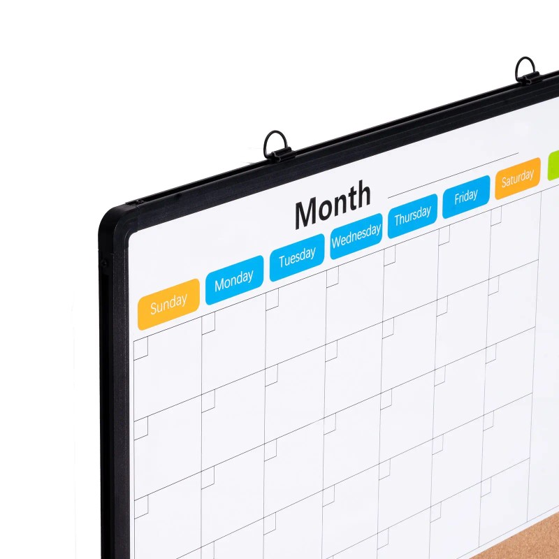 24\"x 18\" Monthly Calendar Board Whiteboard Cork Board Combo Aluminum