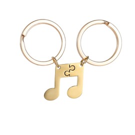TJUSPIRIT Couple Keyring Puzzle Couple Keyring with 2 Music Notes Puzzle Pendant Stainless Steel Partner Keyring for Lovers Family Friends Partner (Gold)
