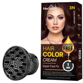 Dark Brown Rapid Infusion Hair Color Cream, Permanent Hair Dye in One Minute with Comb Applicator and Hair Dryer Diffuser Attachment for Even Heat Distribution (Black) Combo Pack