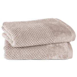 Pure Label 2-Piece Hand Towel Set with Hanging Loops, Made of 100% Cotton, Absorbent, Soft and Oeko-Tex Certified, Pack of 2 Hand Towels 50 x 100 cm, Made of Finest Cotton, Beige - Taupe