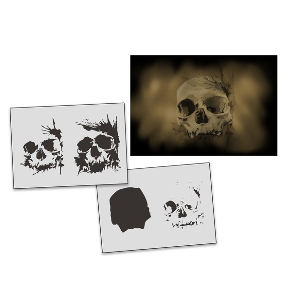 UMR-Design AS-312 Skull Airbrushstencil Step by Step Size S