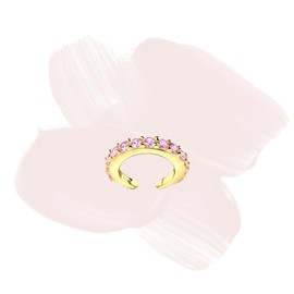 Laimons - Earrings Single Ear Cuff Clamp 15 mm with Zirconia Made of Sterling Silver 925, Silver, Cubic Zirconia