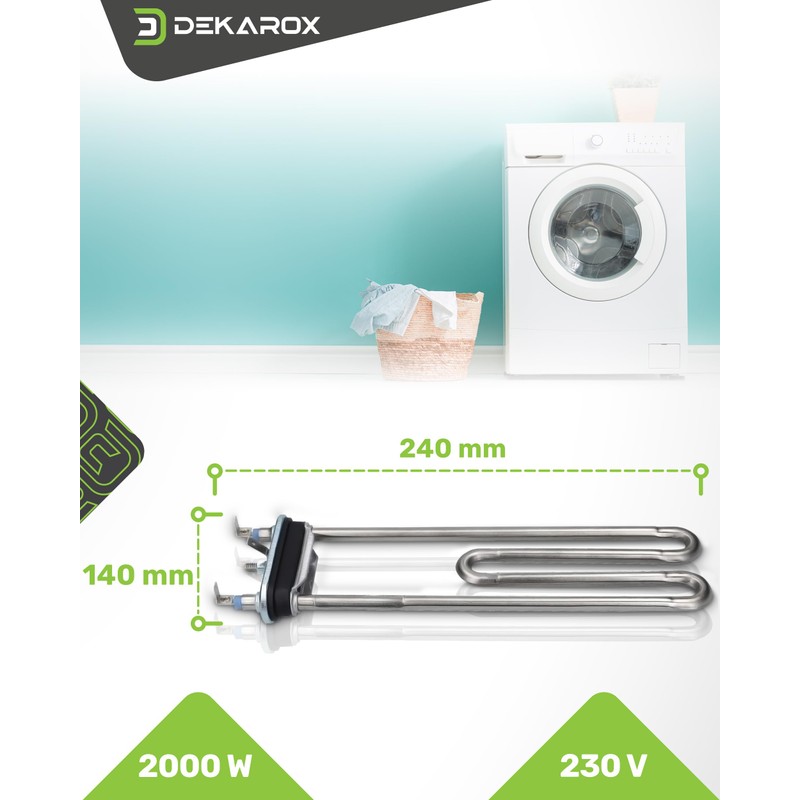 DEKAROX Heating Element 2000 W 230 V for Bosch Siemens