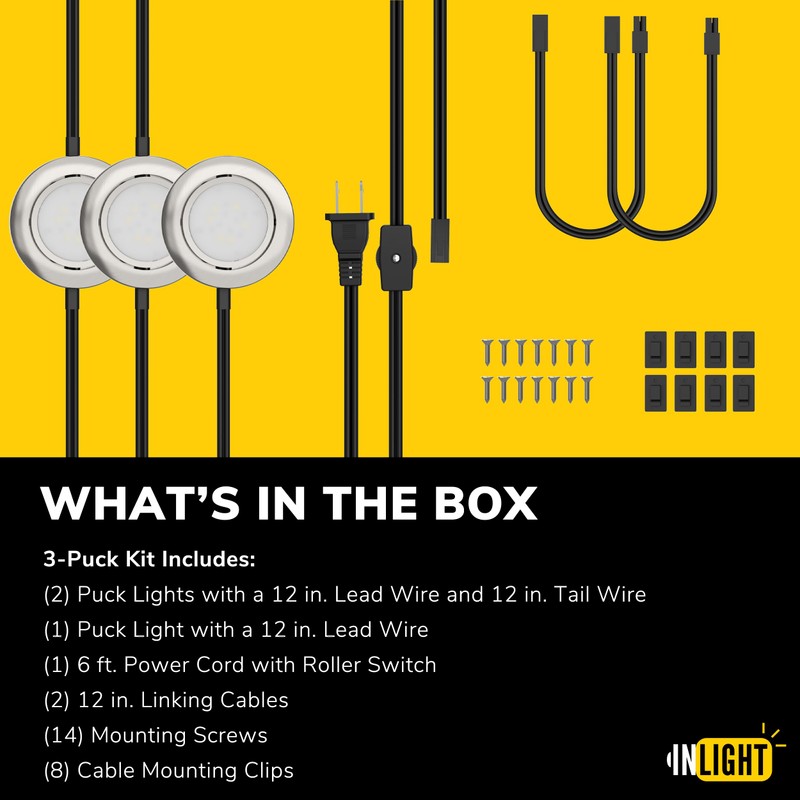 GETINLIGHT 2.75" Wide 2700K Swivel and Dimmable Wired LED Puck