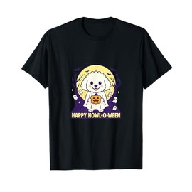 Happy Howl-o-ween Bichon Ghost Dog Design T-Shirt