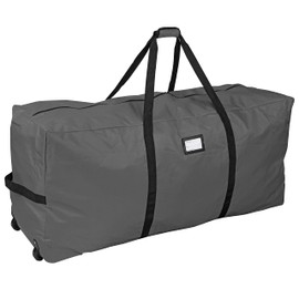 ProPik Rolling Christmas Tree Storage Bag, Fits Up to 7.5 Ft. Tall Disassembled Holiday Tree, 22" x 16" x 50", Large Heavy Duty Xmas Storage Container with 2 Wheels & Handles, 600D Oxford (Gray)