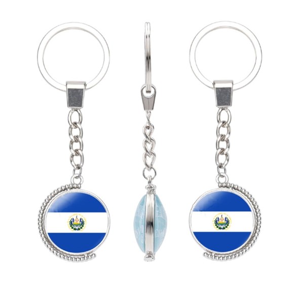 vmcoatdu Many Countries National Flag Double Sided Rotation Key Chain