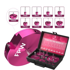 9-Piece PVC Pipe Reamer Kit -Carbide Insert & Stainless Steel Quick Disconnect,Ideal for Home Renovation, Plumbing Drill Tool Box Cutting Hardware