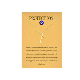 Dainty Letter Italian Horn Pendant Necklace for Women's Spiritual Protection Jewelry (L)