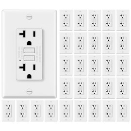 ELECTECK 30 Pack GFCI Outlet 20 Amp, Non-Tamper Resistant, Decor GFI Receptacles with LED Indicator, Ground Fault Circuit Interrupter, Wallplate Included, ETL Listed, White