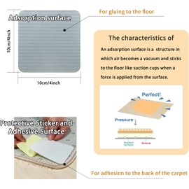 Norhogo Rug Pads Grippers, 4 PCS Non Slip Washable Grippers for Rug, Easy Installation to Protect Floor, Easily Peel Off, for Wooden floors, Hard floors, Tiled, Carpet Corners (White)