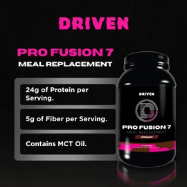 Driven Nutrition ProFusion7 Meal Replacement – 24g Protein from 7 Sources – MCT Oil & Fiber – Gourmet Flavors – Muscle Support & Digestive Enzymes