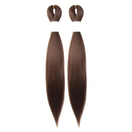 WUDAS Light Brown Braiding Hair 10 Inch Short Pre Stretched Hair Straight Yaki Texture Synthetic Hair Extensions Softness, 2 Packs