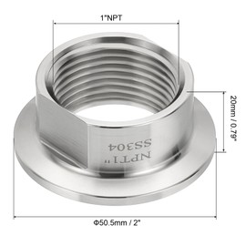 PATIKIL 1.5 in TC Tri Clamps Adaptor, 2pcs Tri Clamps Fittings to NPT 1 Female Thread Adaptor Sanitary 304 Stainless Steel for Food Beverage Equipment, 50.5mm Ferrule