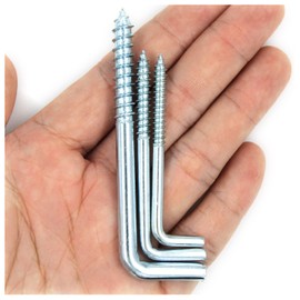 ALLOYPRO 30 Pieces 3 Sizes Screw in Large Square Bend Hook kit, Galvanized Square Bend Hook self Tapping Screw Hook for Home/Workplace/Office, Heavy Load Bearing