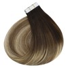 Ugeat Ombre Hair Extensions Tape in Human Hair Dark Brown