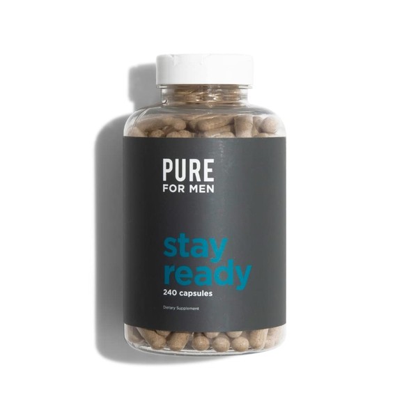 Pure for Men Original Cleanliness Stay Ready Fiber Supplement, 240 Vegan Capsules | Helps Promote Digestive Regularity | Psyllium Husk, Aloe Vera, Chia Seeds, Flaxseeds | Proprietary Formula