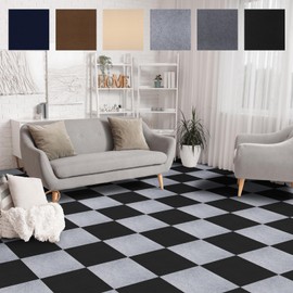 Peel & Stick Carpet Tiles 12x12 Inch - Premium Self-Adhesive Floor Squares with Soft Padding - 30 Tiles/30 Sq Ft per Box (Easy Installation, Removable Carpeting for Home & Office)