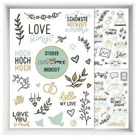 SnaPmee Wedding Guest Book Stickers, Transparent Decorative Stickers, Wedding Stickers with 133 Designs, Photo Album, Scrapbook, Bullet Journal (Eucalyptus)