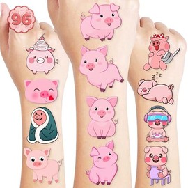 Lindo Cerdo Tatuajes Temporales Pegatinas Temáticas Barnyard Fiesta Cumpleaños Decoraciones Suministros Favores Decoración 85 Pcs Divertidos Rosa Little Piggy Animales De Gran