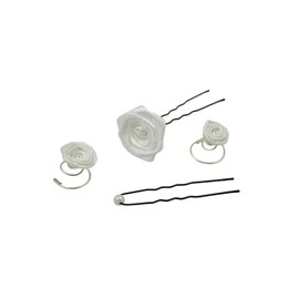 Roses – Curlies – Pearls – Wedding Bridal Hair Pins Wedding Hair Accessories White 25 Piece Set