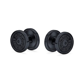 Bling Jewelry Dumbbell Black Plateau Plugs Earrings For Women For Men 316L Steel 16G 12MM