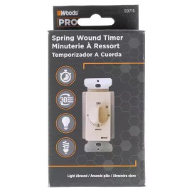 Countdown Timer Switch 30-Minute In-Wall Spring Wound Fans Lights Heaters Almond