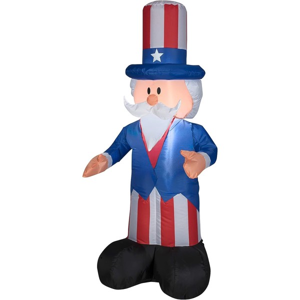 National Tree Company Patriotic Inflatable Decoration, Blue, Uncle Sam Wearing