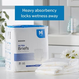 McKesson Ultra Briefs, Incontinence, Heavy Absorbency, Medium, 16 Count, 5 Packs, 80 Total
